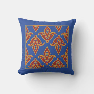 Pillow, Maroon, Blue, Gold, Fleur de Lys Pattern Kussen