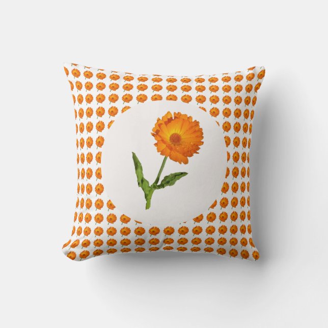Pillow - Oranje Calendula Blossom Kussen (Voorkant)