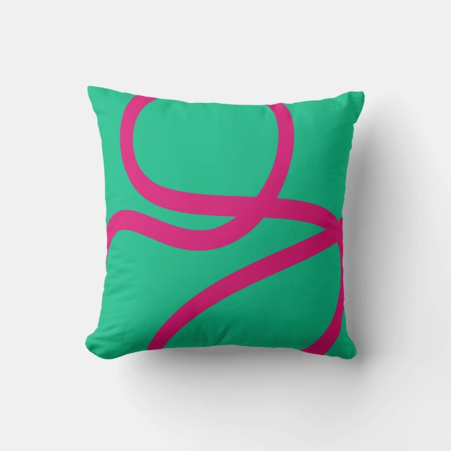 Pillow – Pink Lines on Green Kussen (Voorkant)