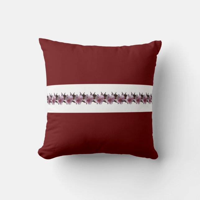 Pillow - Plum Blossom op White Stripe Kussen (Voorkant)