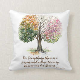 PILLOW WHITE 4 SEASON TREE BIBLE VERSE WATERVERF KUSSEN