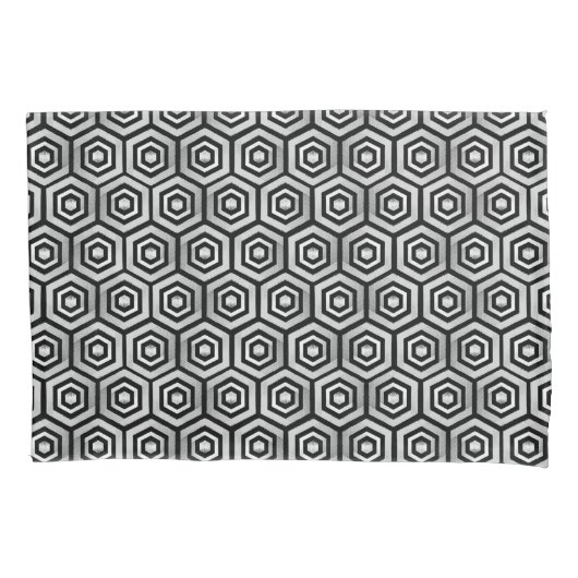 Pillowcase Black White Hexagon Geometric Pattern Kussensloop (Voorkant)