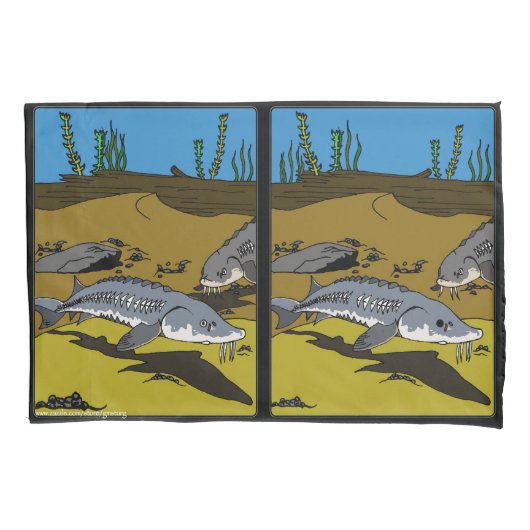 PILLOWCASE - LAKE STURGEON COLORING PAGE KUSSENSLOOP (Voorkant)