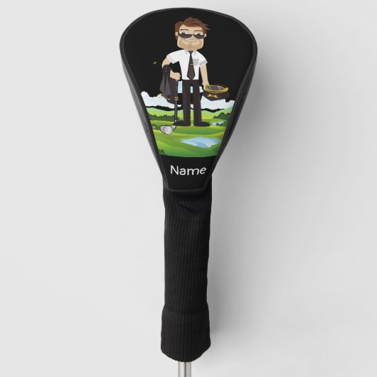 Piloot Aviation Industry Golfer op golfbal Golfheadcover (Voorkant)