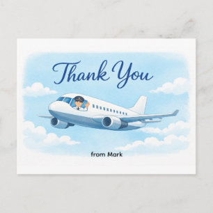 Piloot die in de lucht vliegt met tekst Dank je we Briefkaart