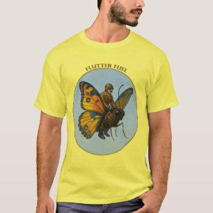 Piloot die op de rug van een enorme vlinder rijdt t-shirt