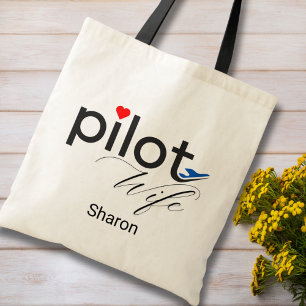 Piloot Echtgenote Script Hart Vliegtuig Eenvoudig Tote Bag