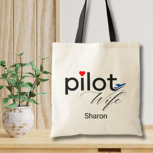 Piloot Echtgenote Script Hart Vliegtuig Eenvoudig Tote Bag