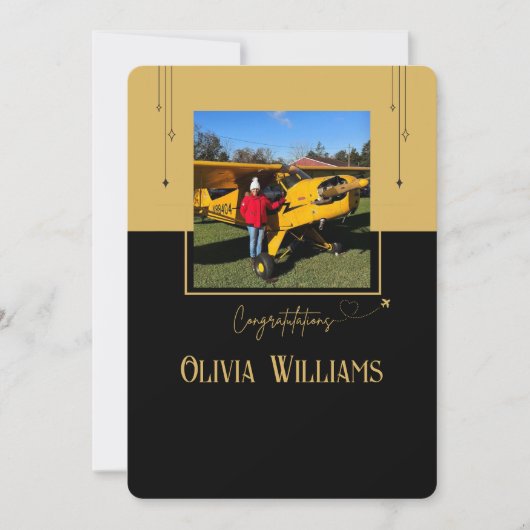 Piloot Eerste Solo Flight Photo, Custom Aviation K (Voorkant)