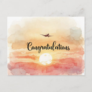 Piloot Felicitaties vliegtuig in de lucht Briefkaart