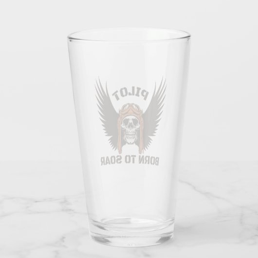 Piloot geboren om schedelvleugels te laten zweven  glas (Achterkant)
