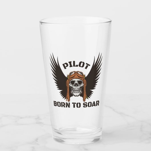 Piloot geboren om schedelvleugels te laten zweven  glas (Voorkant)