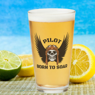 PILOOT Geboren om te zweven, schedel en vleugels,  Glas