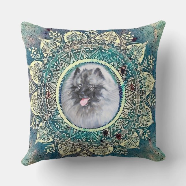 Piloot met Kees op bluegreen mandala Kussen (Achterkant)