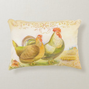 Piloot met rooster en kip op het Italiaanse platte Accent Kussen