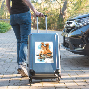 Piloot Pomeranian � Vliegende Ace Hond Sticker