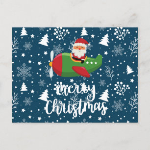 Piloot Santa Claus vliegt op de vlucht met kerst Feestdagenkaart