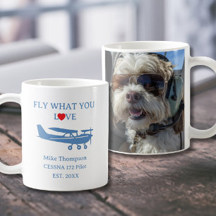 Piloot Vlieg Wat Je Liefhebt Foto Blauw Persoonlij Koffiemok
