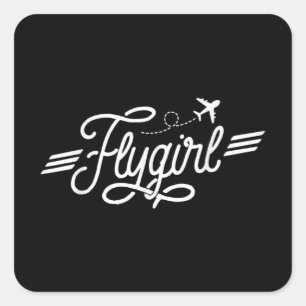 piloot vliegende vliegende piloot van Flygirl Vierkante Sticker