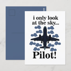 Piloot Vliegtuig Ik Kijk Alleen Naar De Lucht Pilo Briefkaart