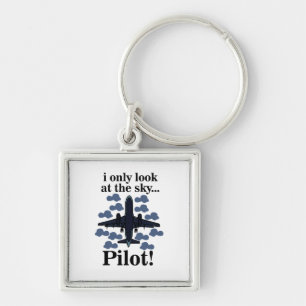 Piloot Vliegtuig Ik Kijk Alleen Naar De Lucht Pilo Sleutelhanger