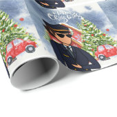 Piloot Vrouw met Kerstthema Cadeaupapier (Rol Hoek)