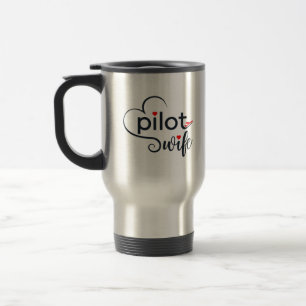 Piloot Vrouw Typografie & Vliegtuig Eenvoudig, Min Reisbeker