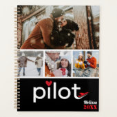 Piloot vrouw typografie & vliegtuig, minimalistisc planner (Voorkant)