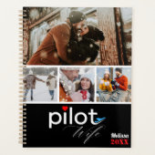 Piloot vrouw typografie & vliegtuig, minimalistisc planner (Voorkant)