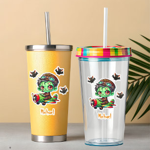 Piloot Zombie vliegend Vliegtuig & Vleermuis Grapp Sticker