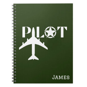 Piloottypografie & Vliegtuig, Minimalistisch, Pers Notitieboek