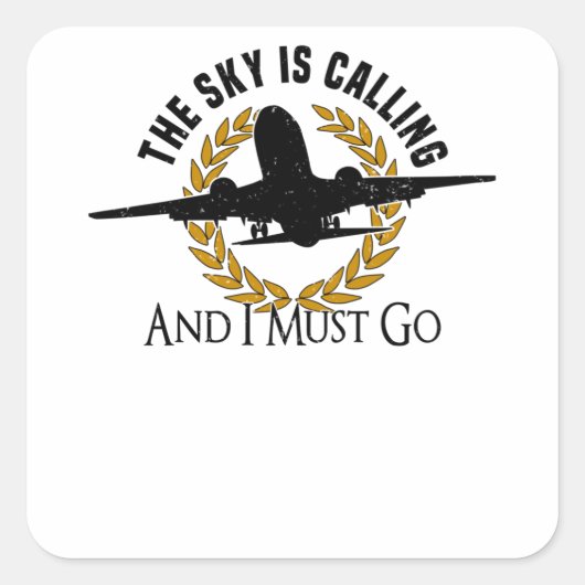 Pilot Airplane Engine Flyer Saying Hobbypilot Vierkante Sticker (Voorkant)