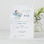 Pilot Bear Airplane 1st Birthday Party Invitation (Debout devant)