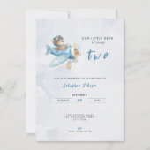 Pilot Bear Airplane 2nd Birthday Party Invitation (Devant)