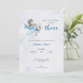 Pilot Bear Airplane 3rd Birthday Party Invitation (Debout devant)