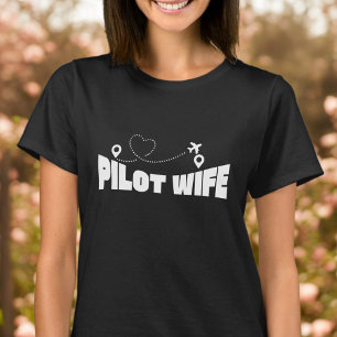 Pilot Echtgenote typografie vliegtuig vliegen en h T-shirt
