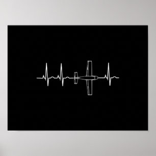 Pilot Flying Sky Heart Gift Poster