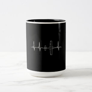 Pilot Flying Sky Heart Gift Tweekleurige Koffiemok
