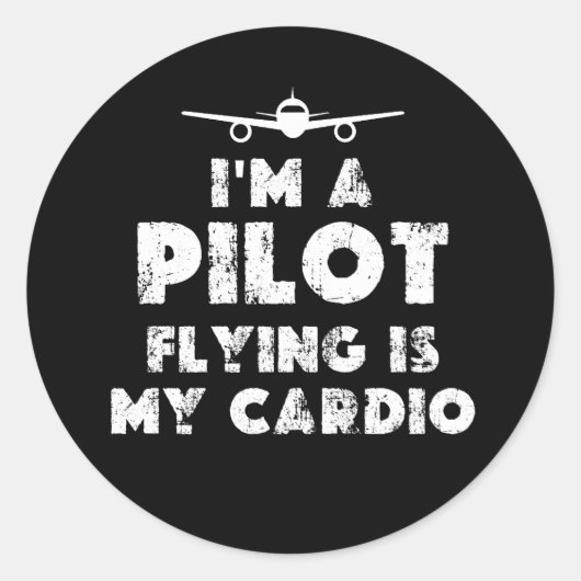 Pilot Funny Ronde Sticker (Voorkant)
