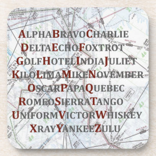 Pilot Home Gift, Aviation Alphabet Map Onderzetter