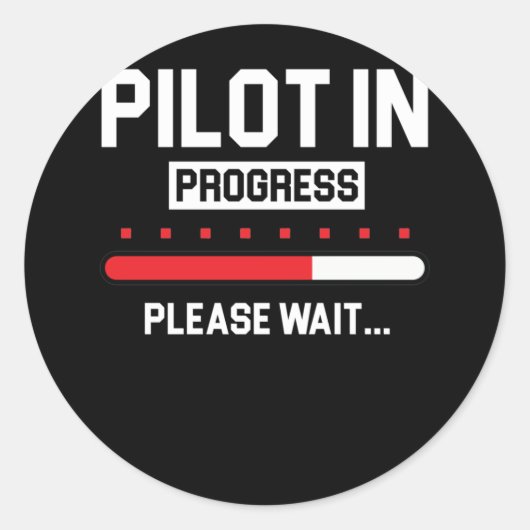 Pilot In Progress Flight School Student Ronde Sticker (Voorkant)