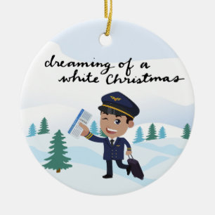 Pilot in Uniform met Kerstmis thema Keramisch Ornament