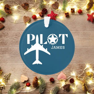 Pilot Lettertype & Militair vliegtuig, Minimalisti Ornament