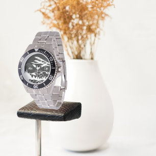 Pilot Life Typografie & Vliegtuigbergen Zonsonderg Horloge