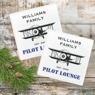 Pilot Lounge & Cool Airplane Aviation Gepersonalis Glazen Onderzetter