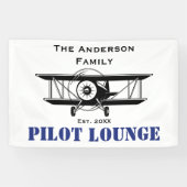 Pilot Lounge Cool Airplane Aviation Gepersonalisee Spandoek (Horizontaal)