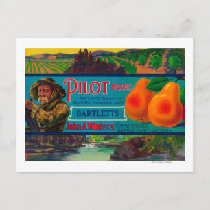 Pilot Pear Crate LabelEl Dorado County, CA Briefkaart