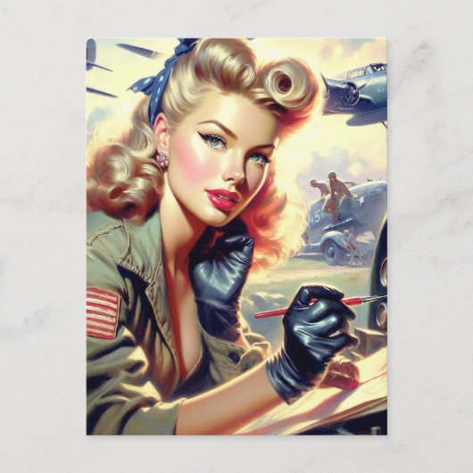  Pilot Pin Up Briefkaart (Voorkant)