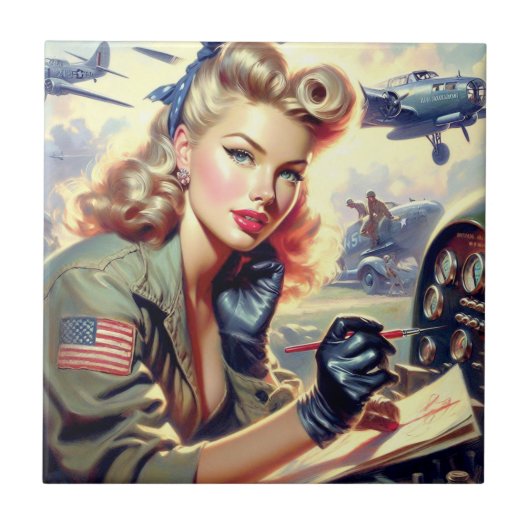 Pilot Pin Up Tegeltje (Voorkant)