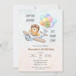 Pilot Teddy Bear Birthday Invitation Kaart